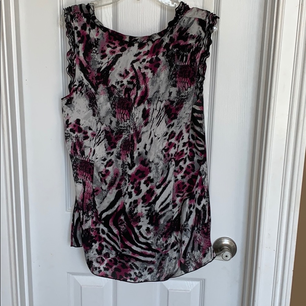 Ladies Sleeveless Top Purple Black Gray Large EUC - Picture 3 of 3